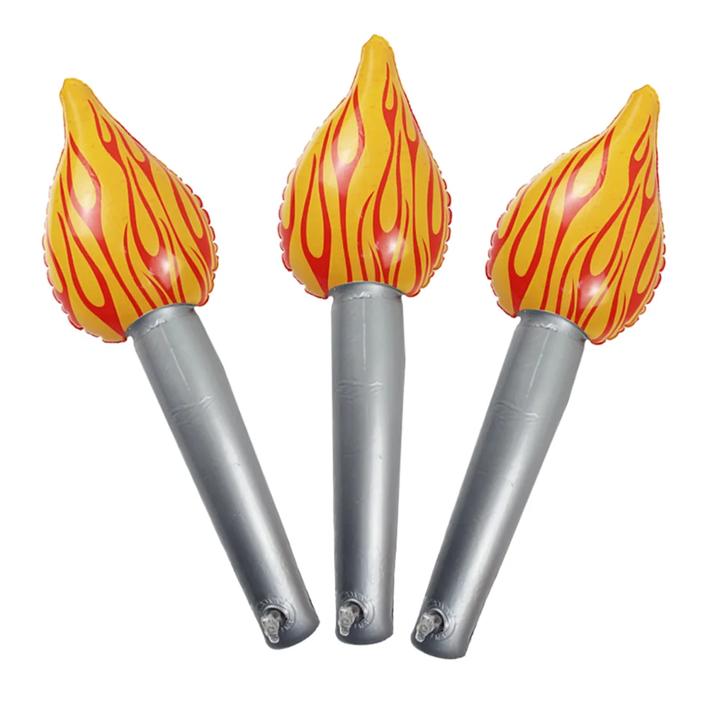

3 Pcs Inflatable Flame Balloon Torch Lights Fun Inflates Competition Decoration Halloween Props Toy Chocolate Child