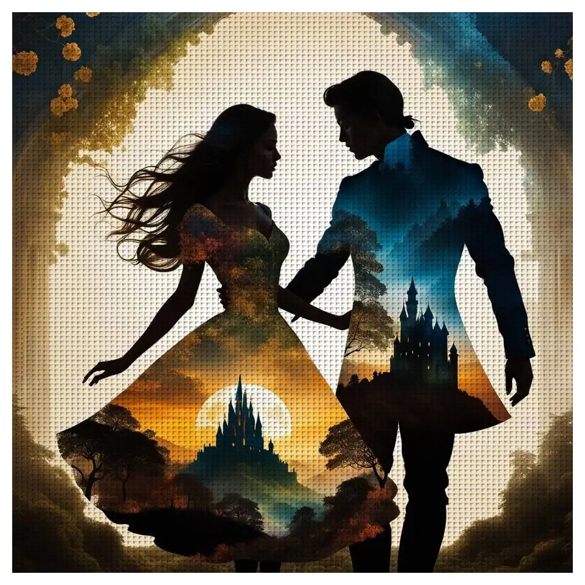 

1pc 40X40CM/15.74inch Couple stamped cross stitch kit DIY kit 11CT/14CT DIY Embroidered set DIY Cross-Stitch Set for gift