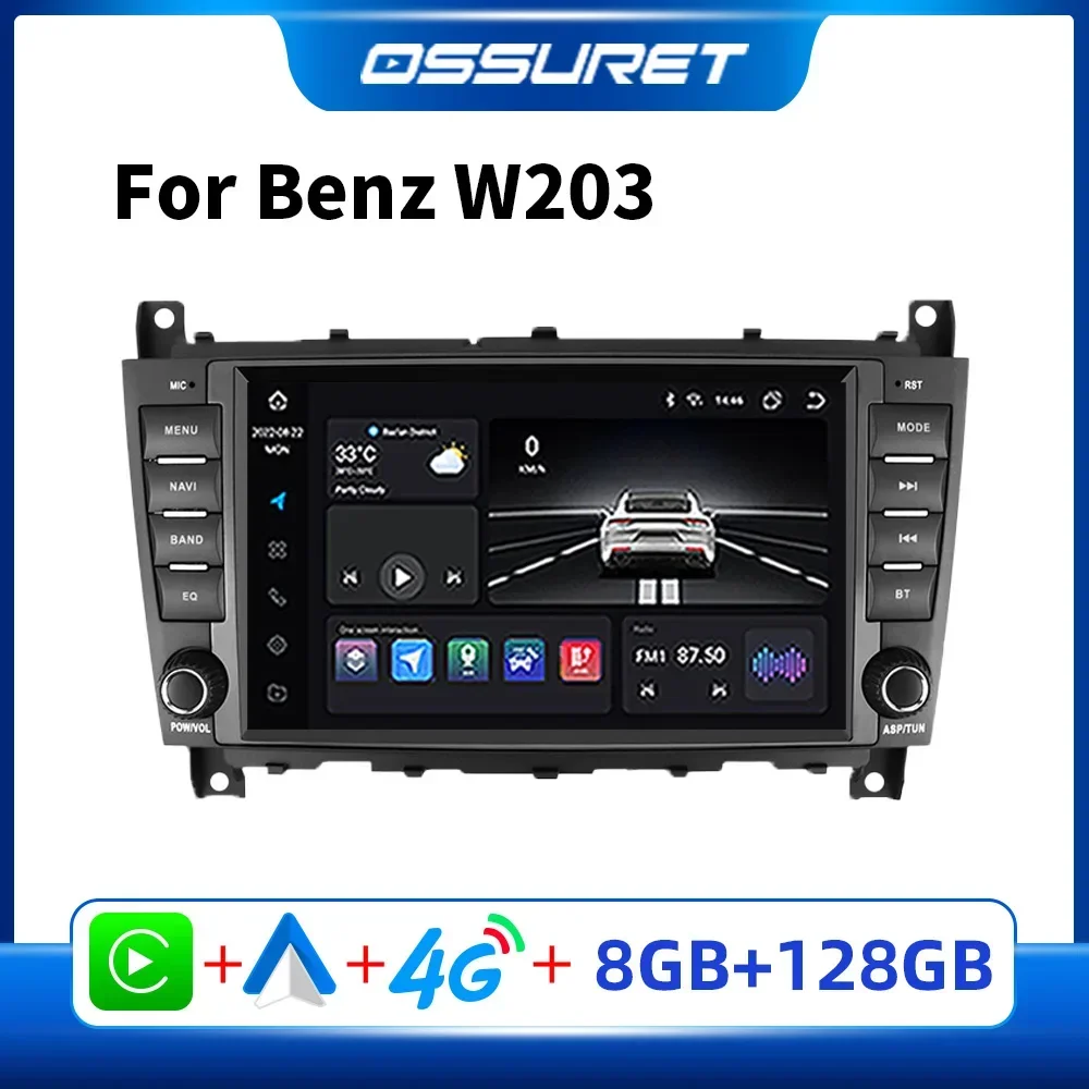 Carplay Android Car Multimedia for Mercedes Benz W203 C 2004 - 2007 CLC 2008-2010 Autoradio Player Audio Stereo GPS Navi SWC RDS