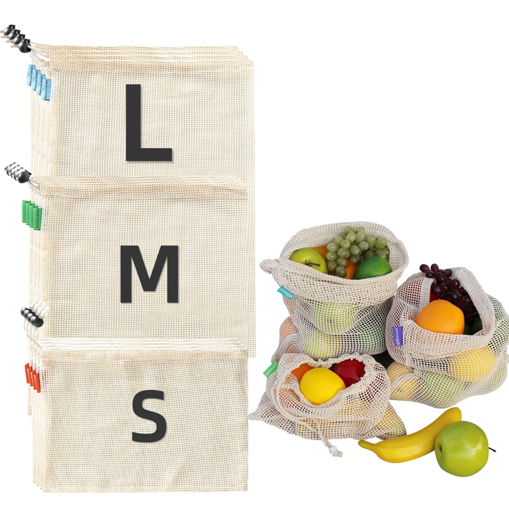 3 Buah Tas Jaring Katun Dapat  - Produce Bag Reusable Mesh ulasan dan harga
