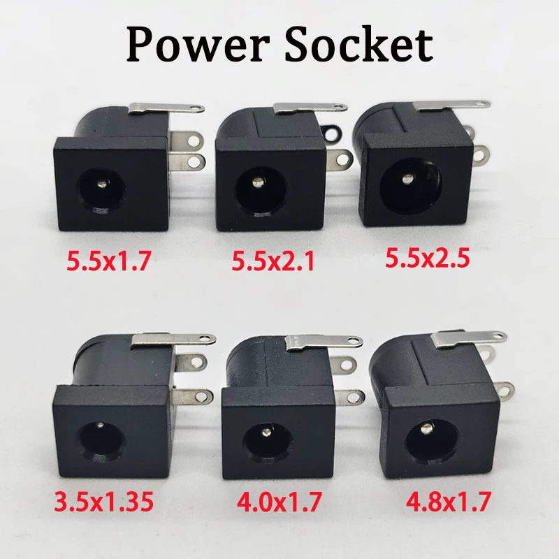 10/20PCS Hot Sale Jack Socket Connector 5.5x2.5mm 5.5x2.1mm 5.5/4.0/4.8x1.7mm 3.5x1.35mm Plug-in 3Pin