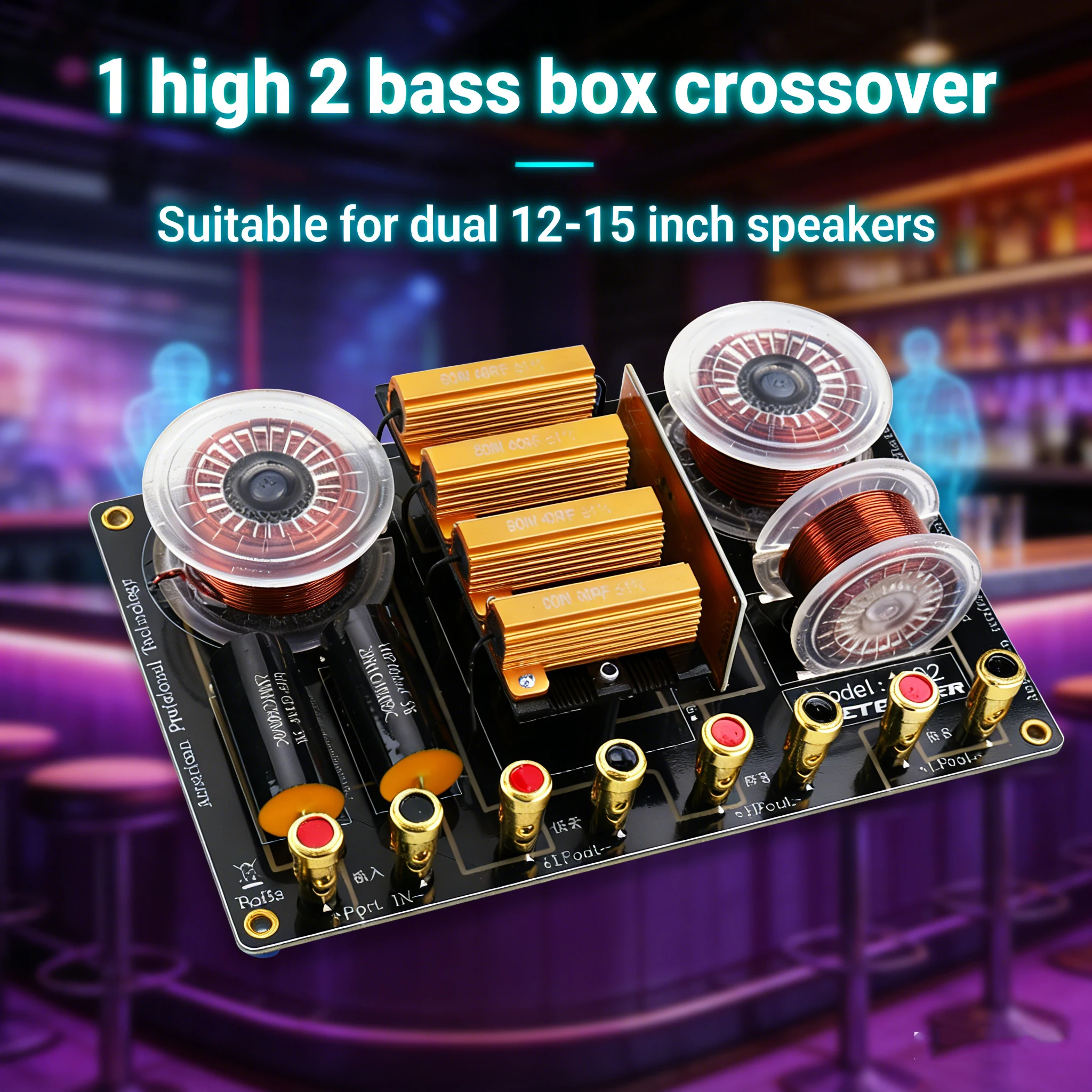 1992/Two Way Crossover with Two Woofers and One Tweeter,1800W,2000Hz,For daul 12-15 Inch Woofer &44-86 core tweeter for Stage