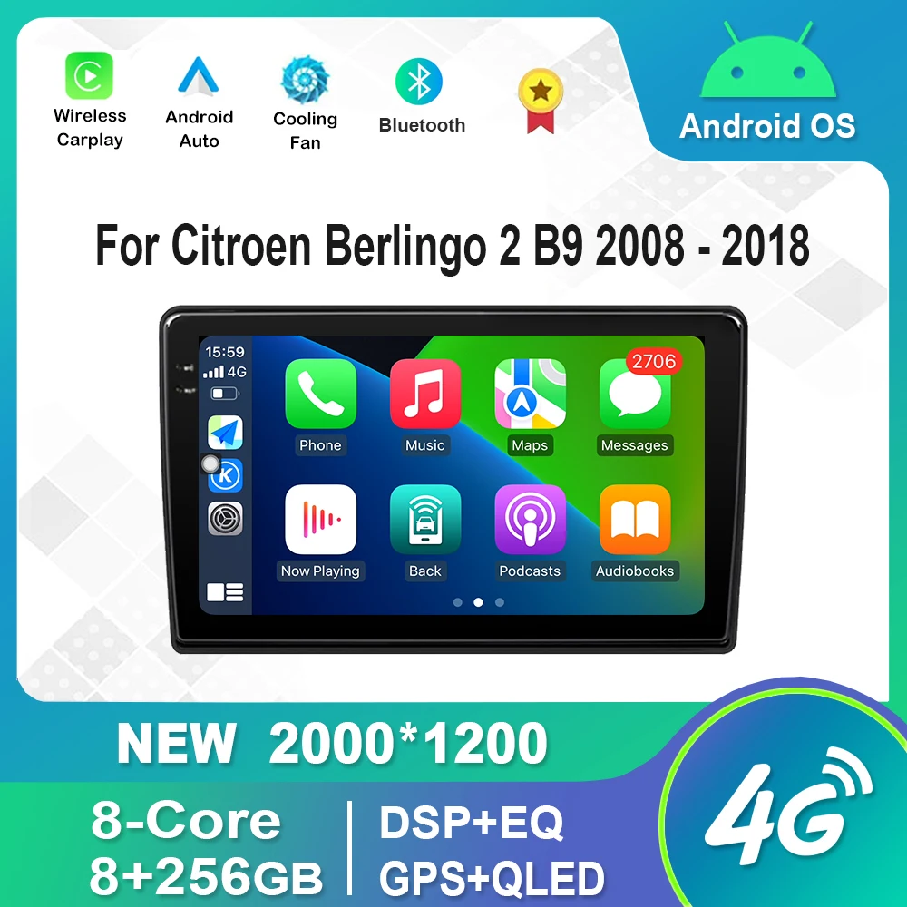 

Android Car Multimedia Radio Video Player 4G WiFi DSP Stereo GPS Navigation Bluetooth For Citroen Berlingo 2 B9 2008 - 2018