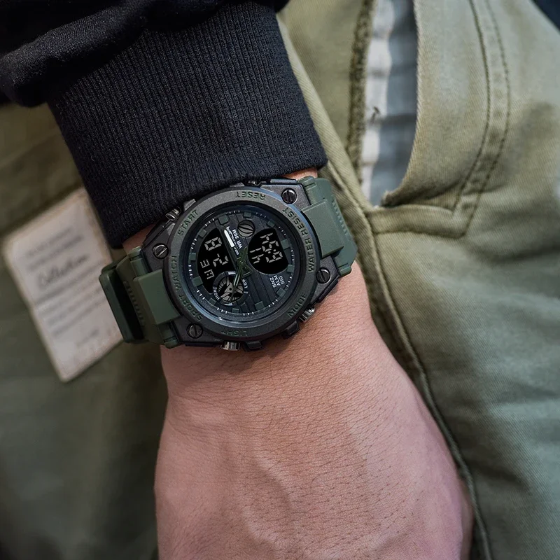 SANDA G Dual Display Waterproof Electronic Style Men Digital Watch Military Sports Watches Wristwatch Relogio Masculino 739