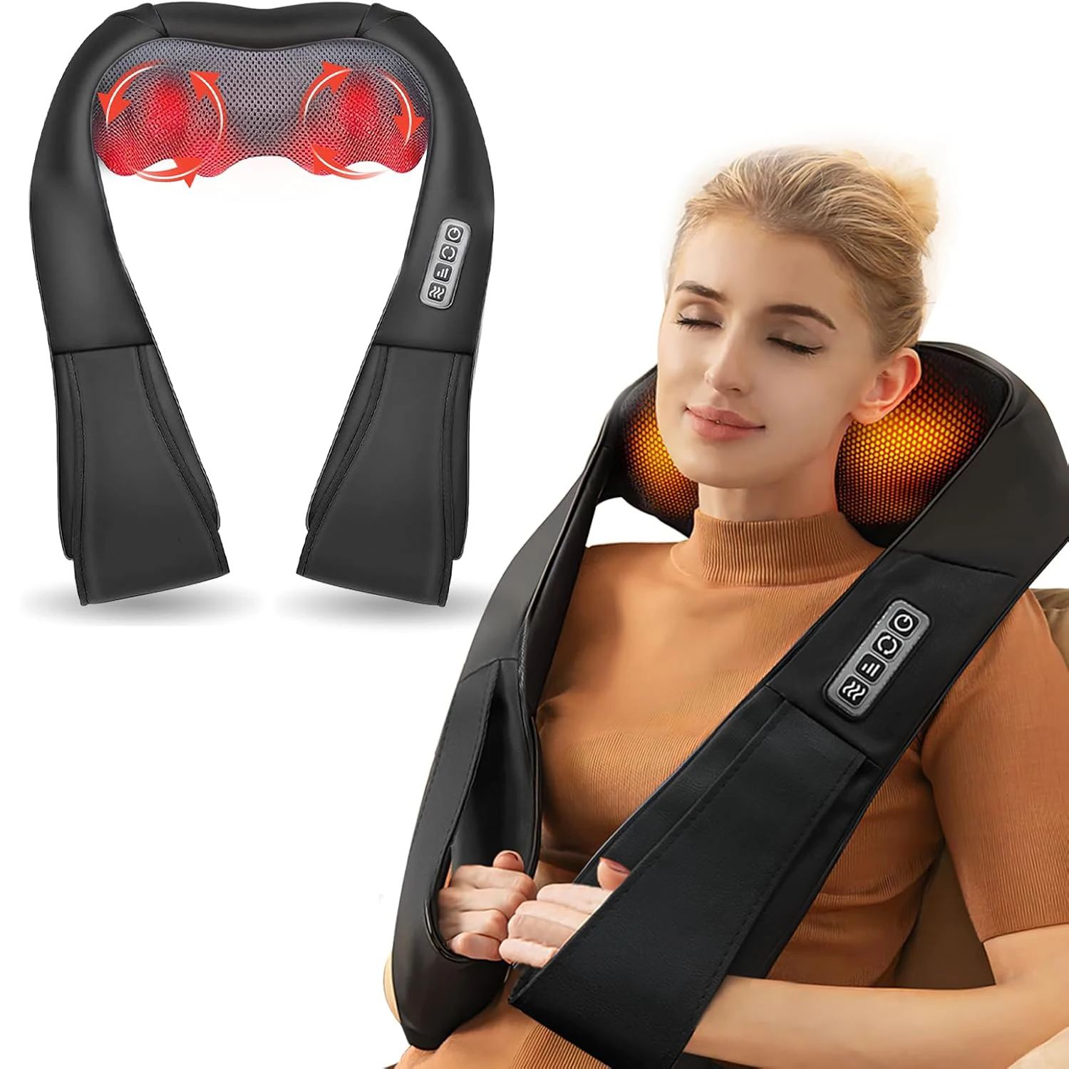 

Shiatsu Back and Neck Massager Neck Massager Roller with Heat Neck and Shoulder Massager Pillow for Shoulder Body Muscle Pain Re