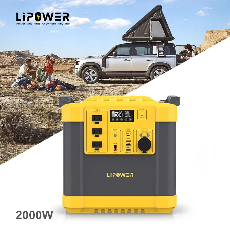 

Lipower powerstation 2000w 2200wh lithium battery mobile portable power station 2000w backup at home with solar panel