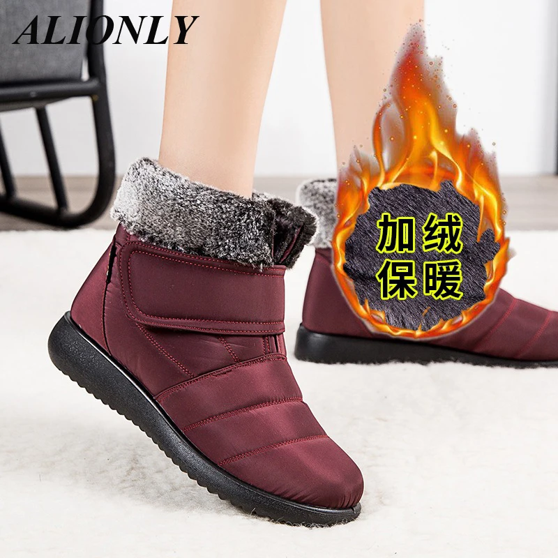 

Alionly/2020 новые женские ботинки, зимние теплые качественные зимние ботинки до середины икры, женские удобные непромокаемые ботинки на шнуровке