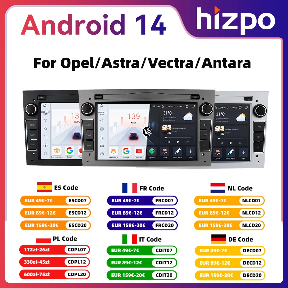 HIZPO 2Din 7inch Android Car Radio for Opel Astra H G J Zafira B Corsa C D Antara Vectra Vivaro GPS RDS DSP 4G CarPlay Autoradio