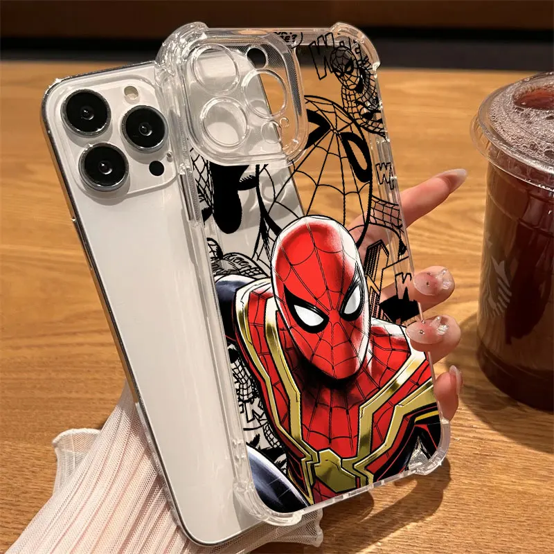 

Marvels Hot Movie Spiderman Phone Case Clear For iPhone 17 16 14 15 11 12 13 Pro Max 16E 15 16 Plus 17 Air Soft Shockproof Cover