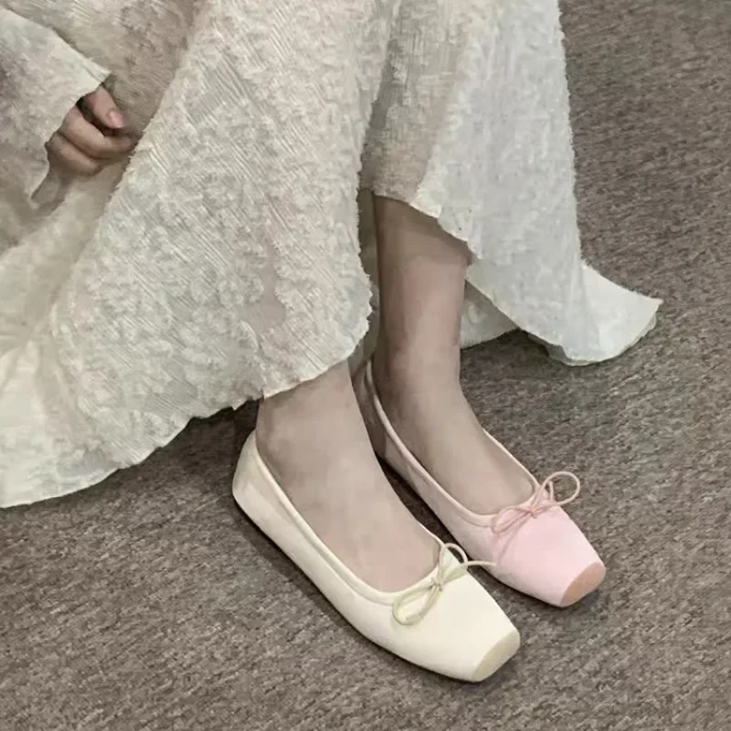 Women\'s Ballet Flats Shoes Woman Spring Summer 2024 Casual Barefoot Pink Fashion Elegant Sweet Socofy Ballerina Party on Offer