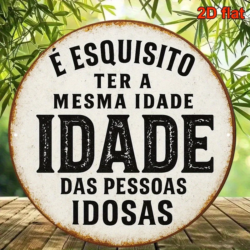 1pc, 8.0x8.0inch Round Portuguese Aluminum Sign, 