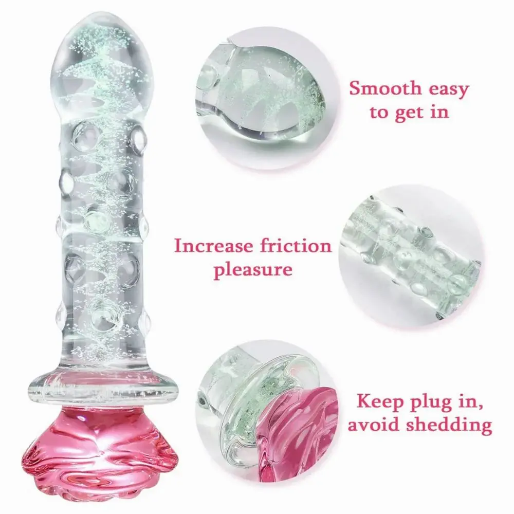 Sex Toys for Adults Rose Glass Butt Plug Back Court Massager Glow in The Dark Anal Trainer Prostate Massager Adult Sex Toys view 6