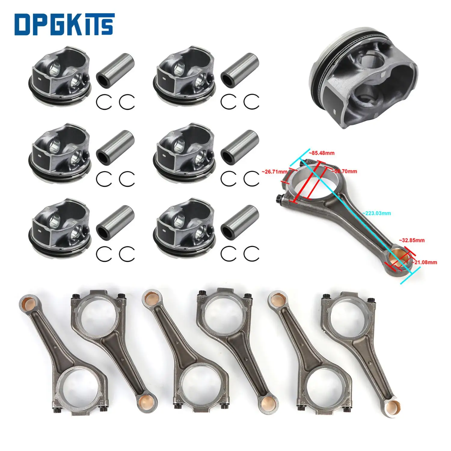 AJ126 LR062617 Engine Pistons Rings Connecting Rod Set For For Jaguar Land Rover Jaguar F-Pace XF 3.0L V6