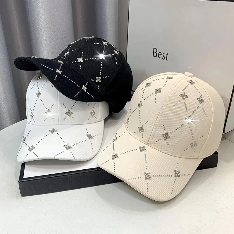 

Women's Fashion Rhinestone Baseball Cap Street Sunscreen Sun-shading Duck Tongue Cap Travel Holiday Adjustable Rebound Cap