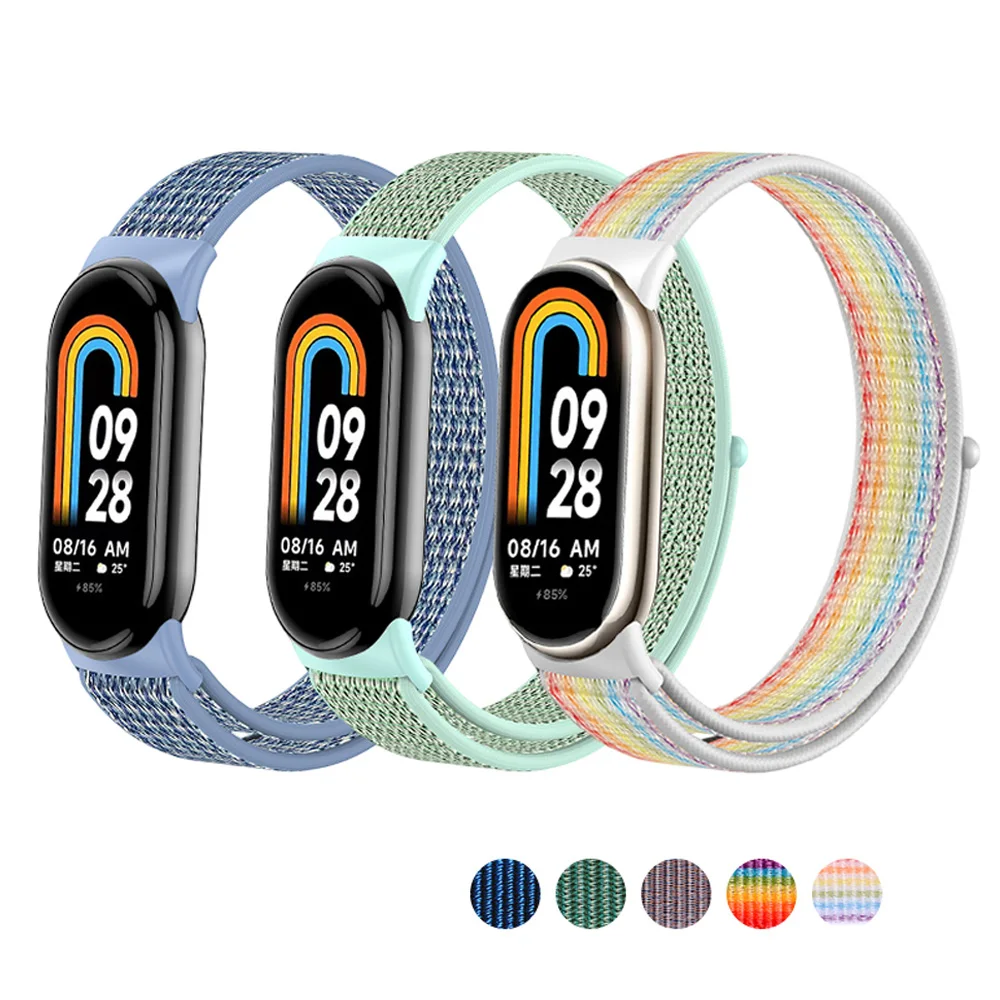 Nylon loop watchband For Xiaomi mi Band 8 Sport miband8 NFC Correa Breathable Replacement Bracelet smart band 8 Strap smartwatch