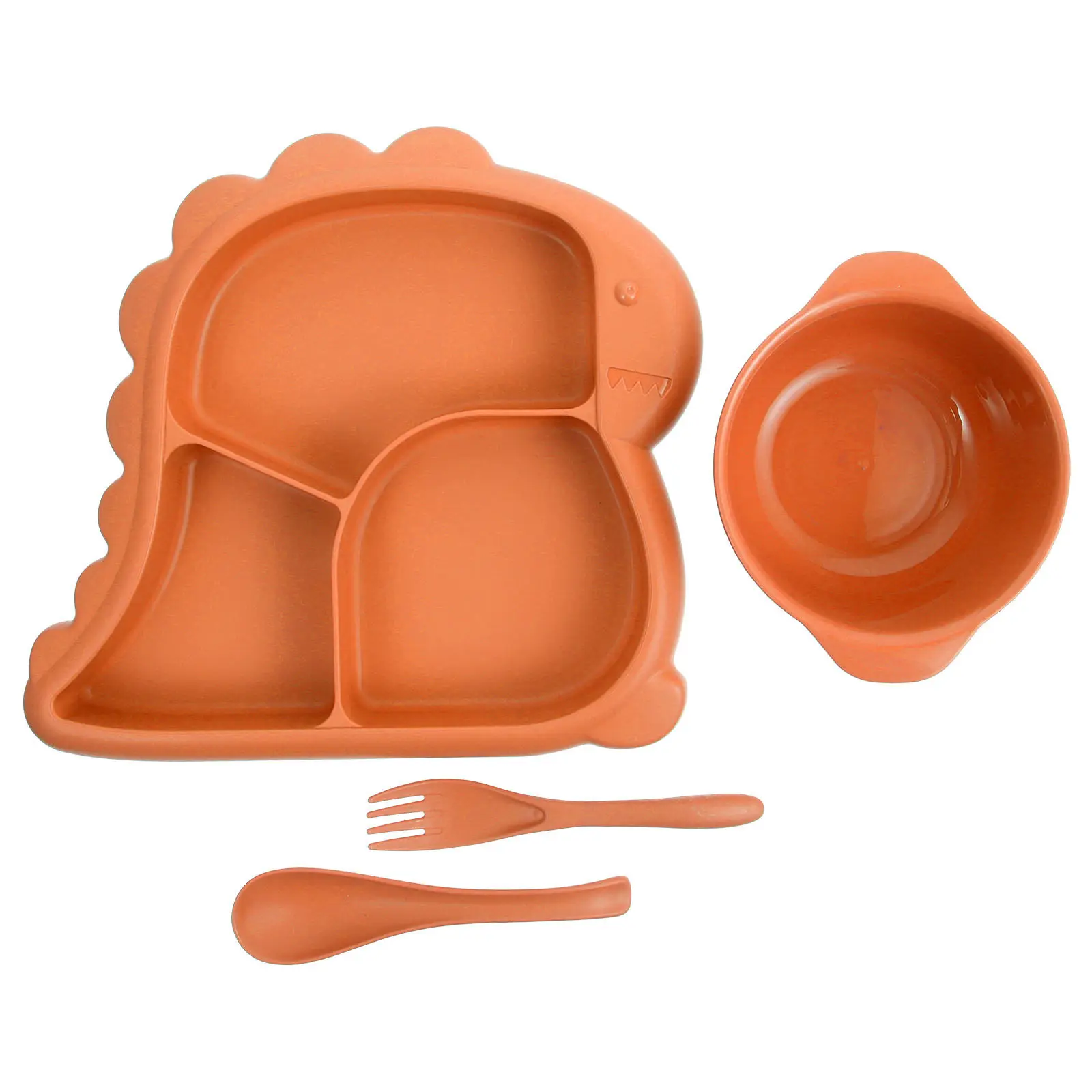 

1Set Children Dinosaur Plate Toddler Divided Plate Kids Spoon Fork Cute Design Odor Prevention Toddler Bowl Kids Bowl