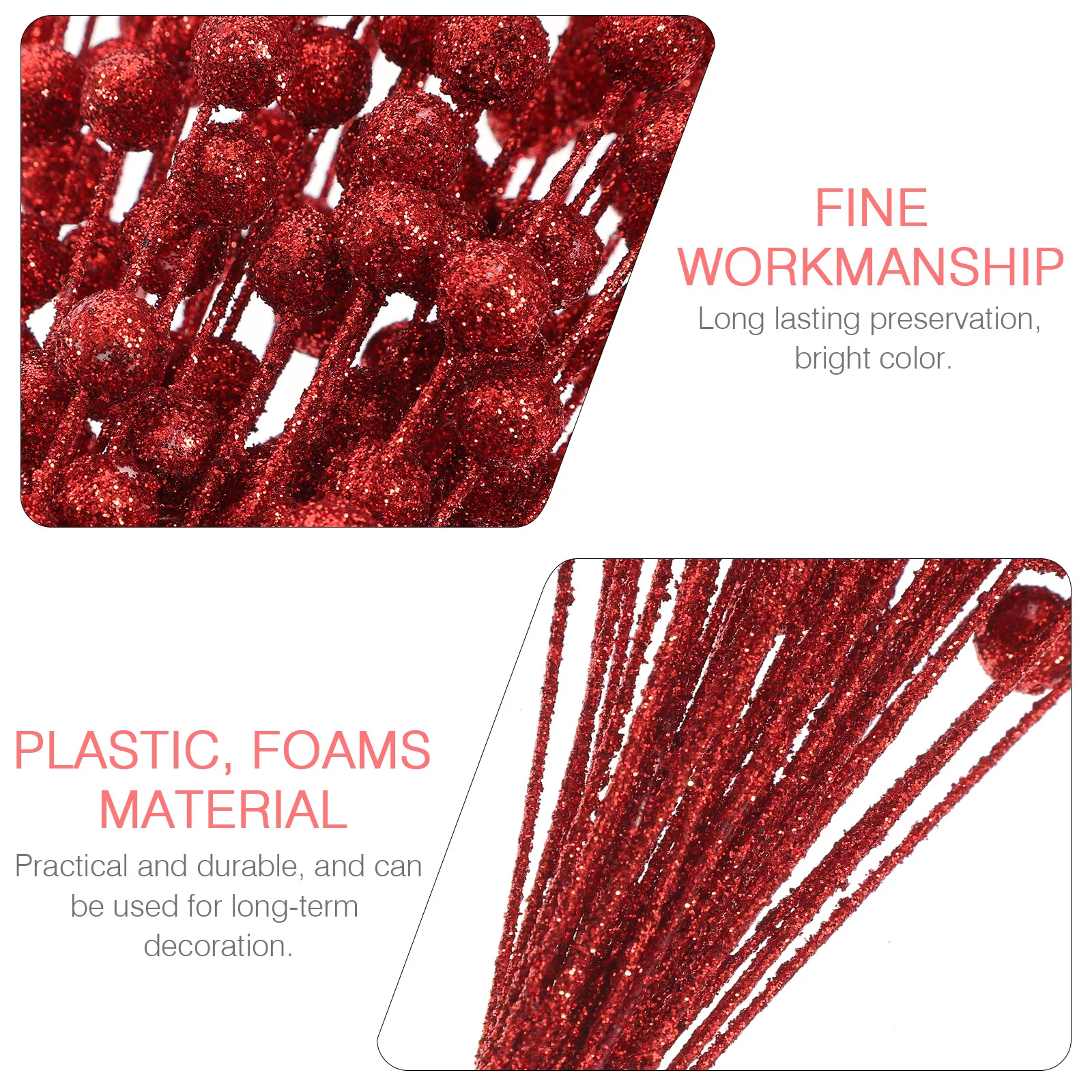 

1 Bunch Artificial Glitter Holly Berry Christmas Picks Flower Arrangement Decorations Christmas Tree Wreath Vase Party Props