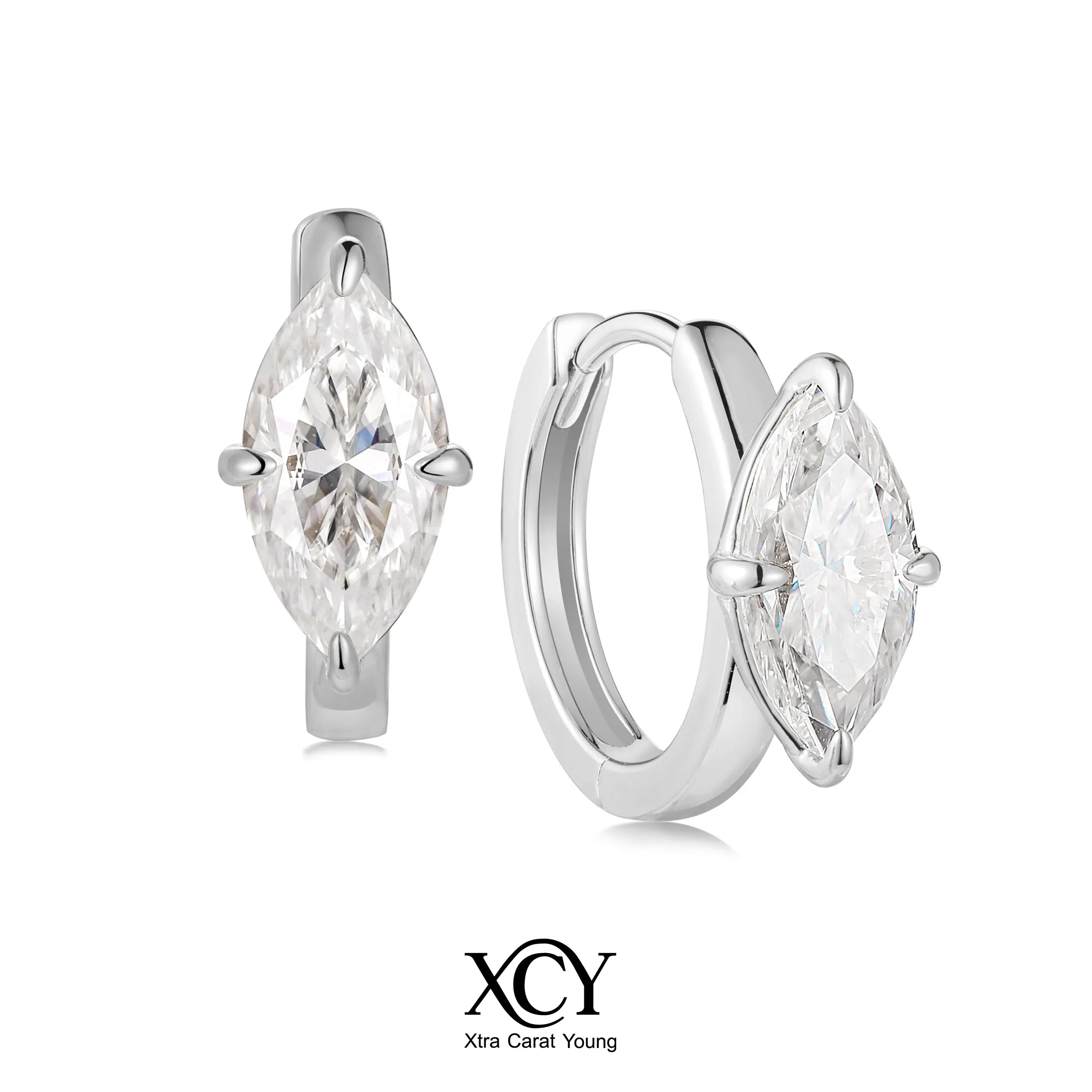 

Серьги-кольца XCY 5*10 мм с муассанитом огранки «маркиз», из стерлингового серебра 925 пробы, гипоаллергенные, 15 мм, изысканные ювелирные изделия для женщин