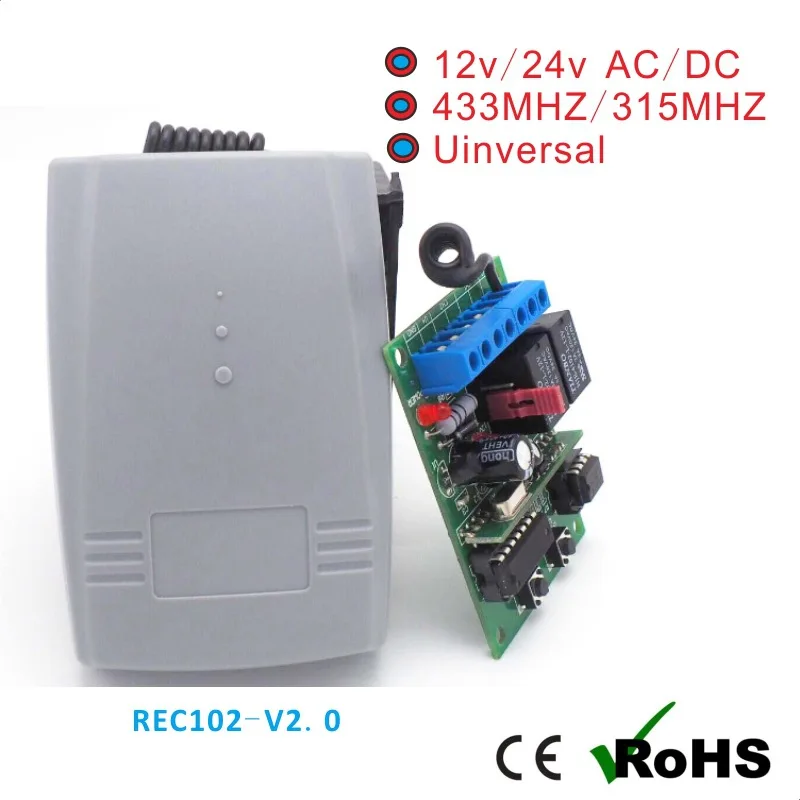 433MHZ Universal wireless  open code remote control receiver  various gate remote control controllers 12v/24v AC/DC