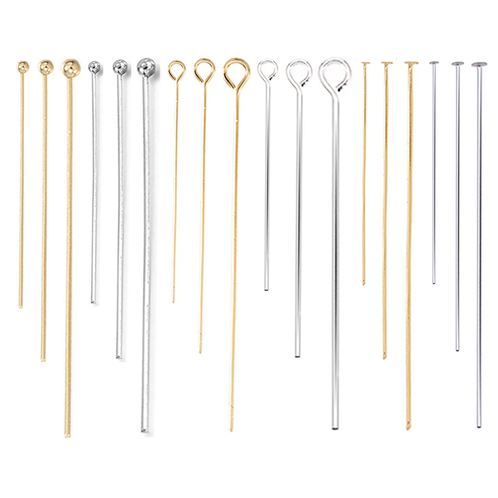 50/100Pcs Gold Color Stainless Steel Heads Eye Flat Head Pin Ball Head Pins for DIY  Earrings Jewelry Making Accessories