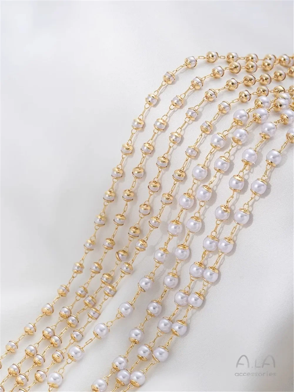 

14K Gold Bead Hat Flower Set Bag Imitation Pearl Handmade Chain DIY Handmade Bracelet Necklace Jewelry Loose Chain C006