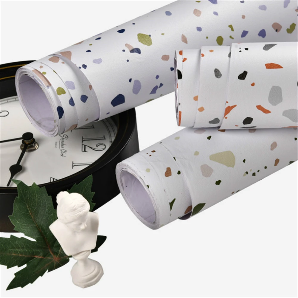 Terrazzo DIY Waterproof Self Adhesive Wallpaper for Bedroom Wall Living Room Decor Vinyl Furniture Refurbishment Contact Paper
