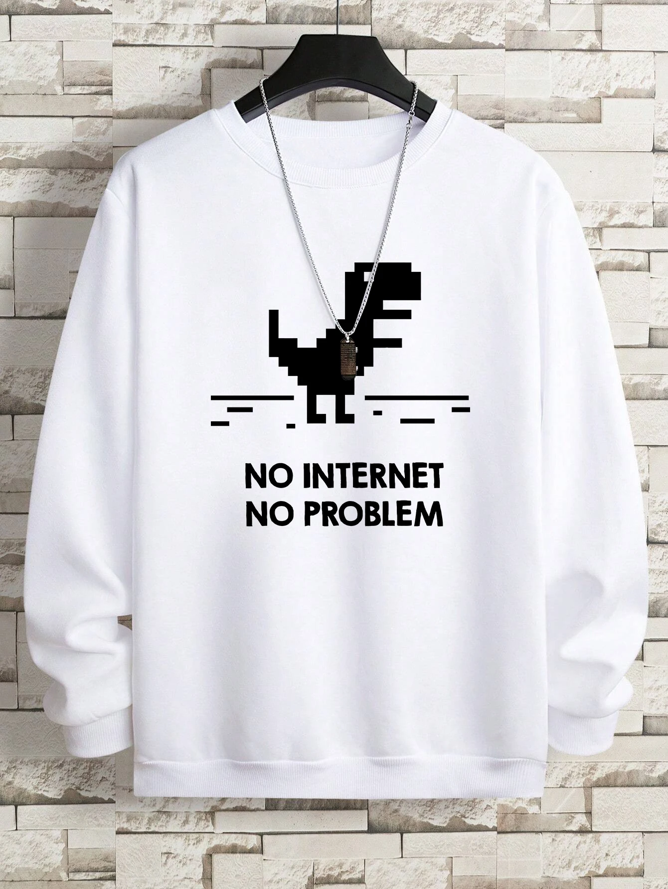 No Internet Tea Rex Dinosaur Prints Men Hoodie Fleece Warm Crewneck Sweatshirt Winter Comfortable Pullover Man Woman Clothes