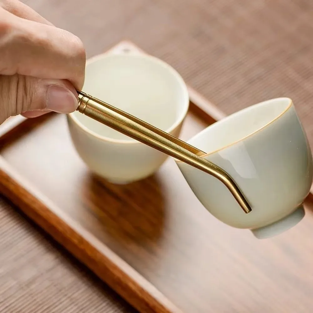 

New Brass Tea Sticks Clip Japanese Traditional Leaf Tea Scoops Long Leaf Spatula Tea Ceremony