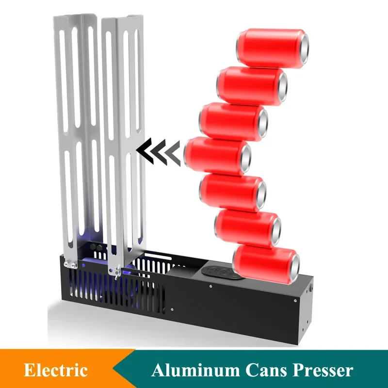 Electric Can Flattener Machine Aluminum Can Recycling Crushing Machine Continuous Vertical Cans Presser Machine 110V 220V