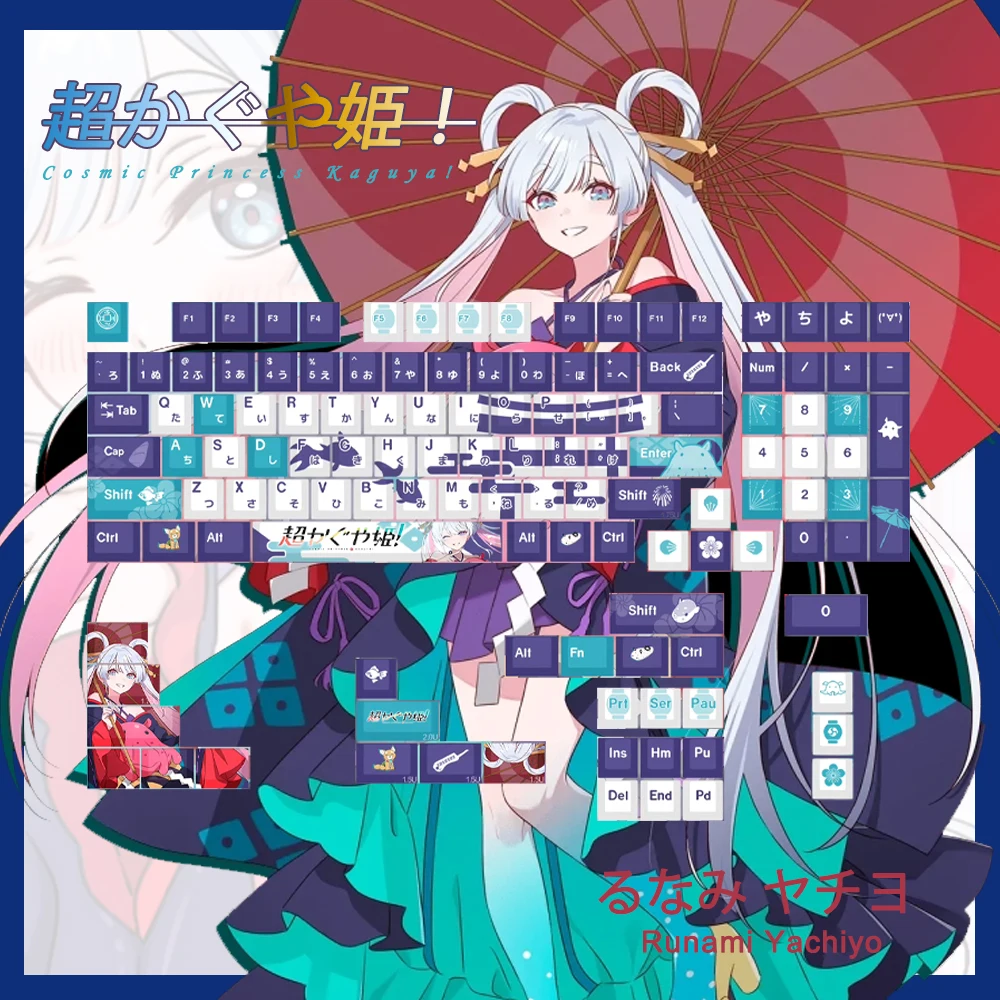 

Anime Cosmic Princess Kaguya Keycaps PBT Cherry Profile Custom Mechanical Keyboard Keycap Set Retro Aesthetic Gaming Desk Setup