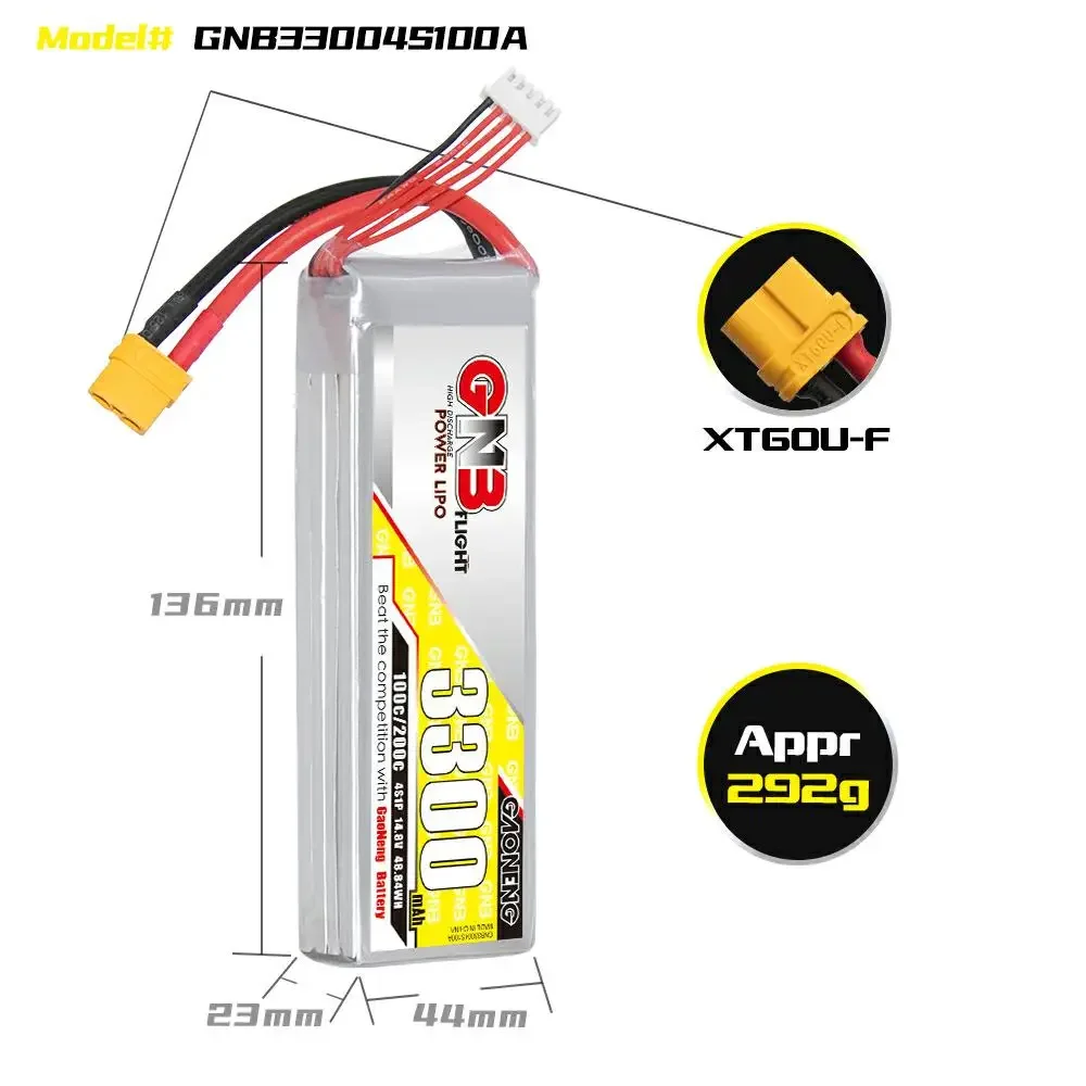 GAONENG 3300mAh 100C 4S-14.8V 6S-22.8V GNB Lipo Battery With XT60 Plug For Fixed Wing RC Helicopter Airplane Car FPV Drone Parts