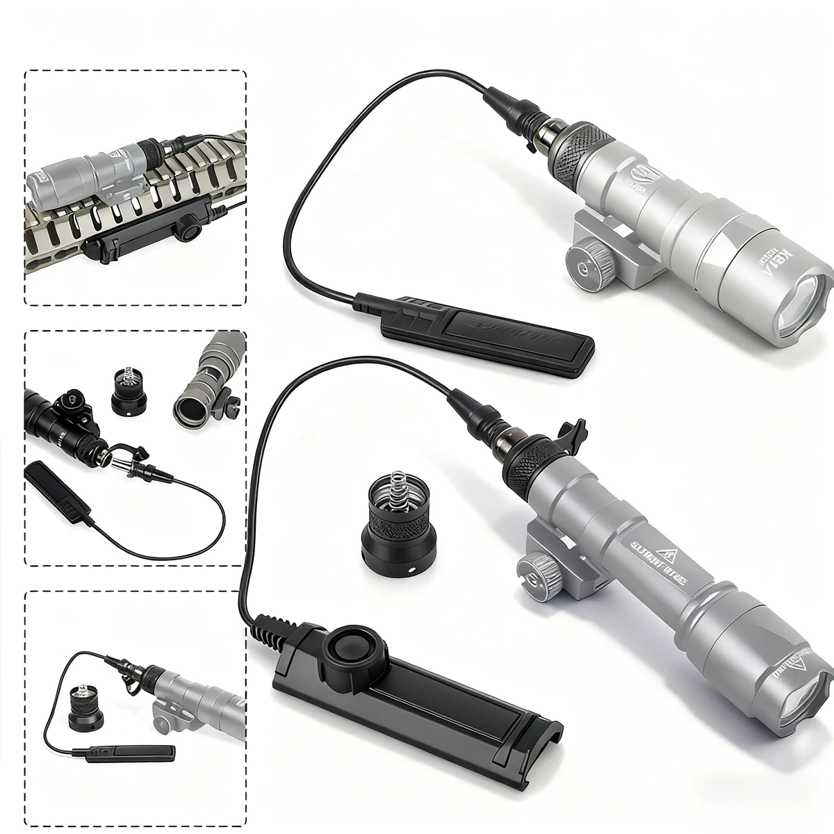 Surefire M300 M600 Flashlight Remote Pressure Switch Adapter Tactical M600B V2 Scout Light  Dual Control Constant Switch Button