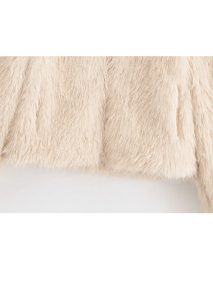

HH Women Autumn And Winter Lapel Imitation Fur Jacket Short Thickened Warm Plush Top Retro Fashionable Temperament Jacket
