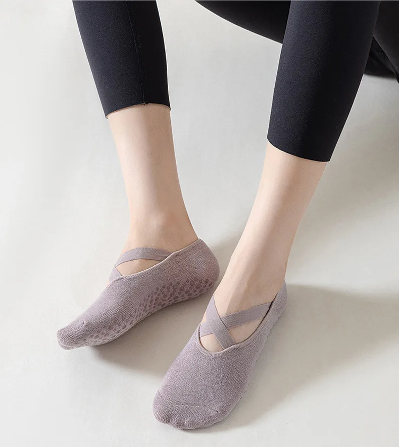 1–5 Paar rutschfeste Yoga-Socken für Damen, für Tanz, Pilates, Fitness, atmungsaktive No-Show-Socken aus Baumwolle mit Silikongriff für das Training im Innenbereich – Detail 9