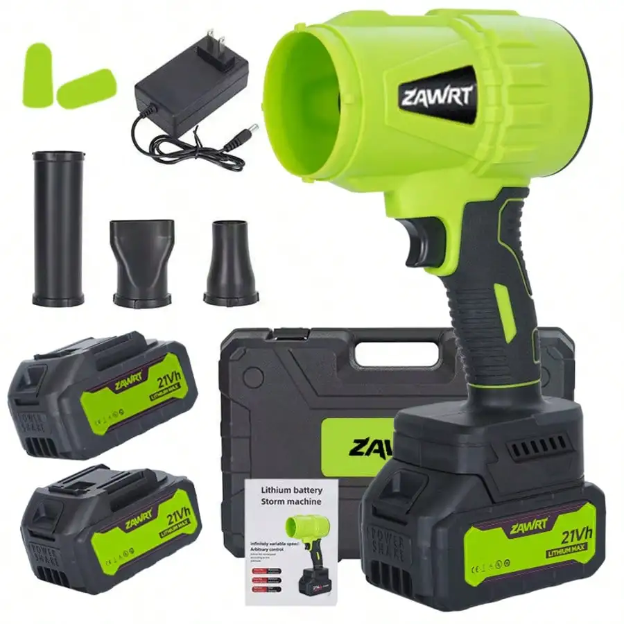 

Cordless Turbo Jet Blower W/ Nozzles & Storage Box: Jet Air Dryer, High-Pressure Blower, Car Dryer, Handheld Snow Blower &