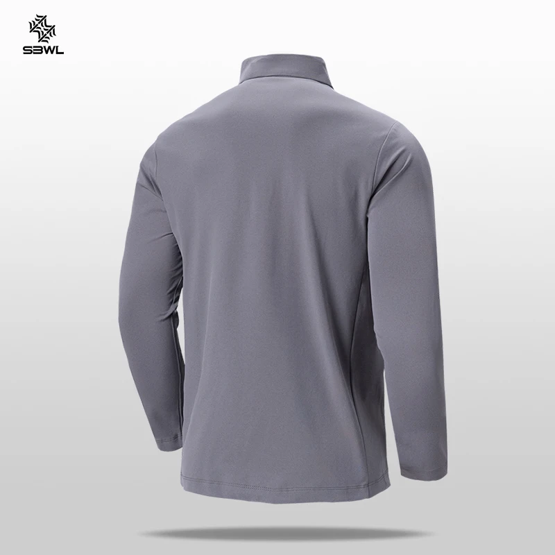 Ropa Deportiva de alta calidad para hombre, camiseta de manga larga con cuello levantado y parte inferior, para correr y fitness, Otoño e Invierno