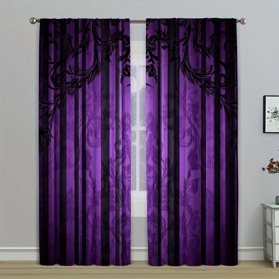 2PCS Digital Printed Curtains, 2D Wolf Animal Pattern, Modern Print Style Rod Pocket Drapes for Bedroom Living Room Decor