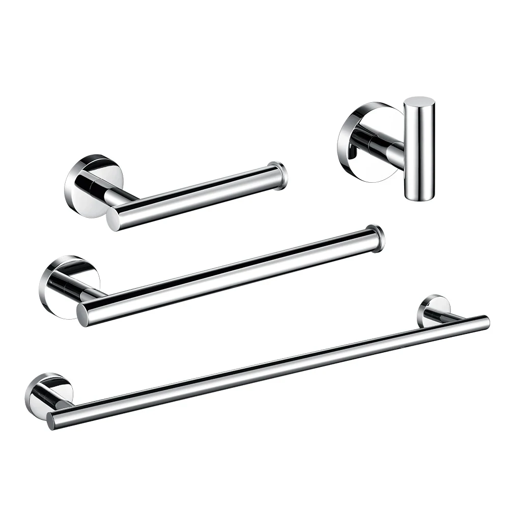 Stainless Steel Chrome Beautiful Wall Hook Toilet Paper Holder Towel Ring Bar Self-Adhesive Bathroom Accessories