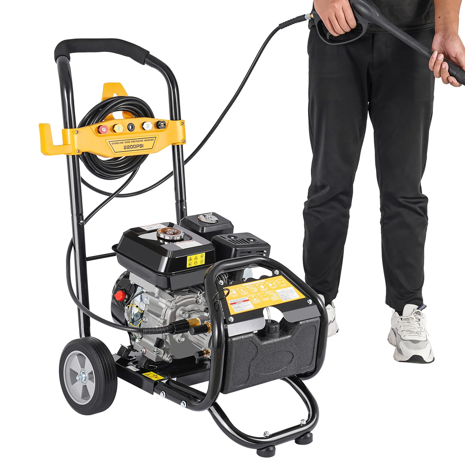 Myjka ciśnieniowa 7,5 KM, 3400 obr./min, 2200 PSI, wysokociśnieniowa maszyna czyszcząca z 5 różnymi dyszami, rura wlotowa i wylotowa.
