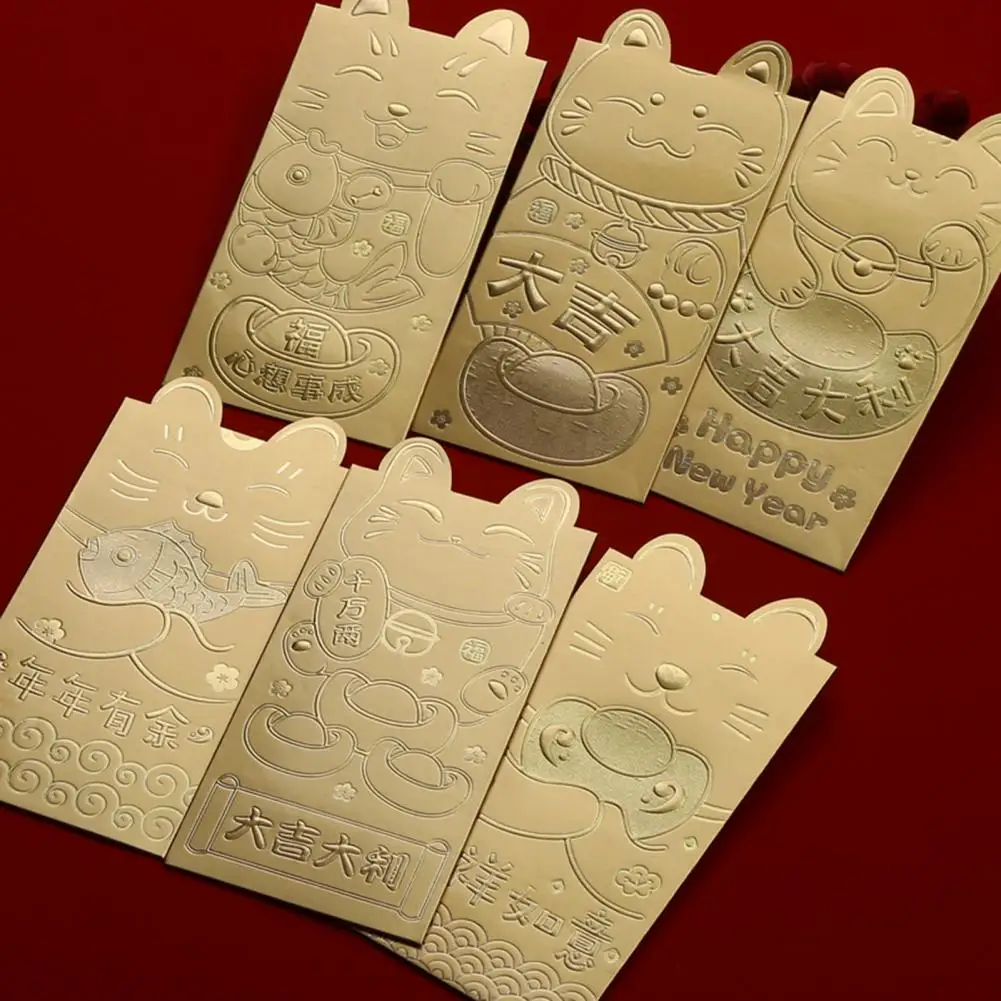 Sobres Rojos chinos de 18 piezas, paquetes de dinero de la suerte con estampado en caliente de gato, Hong Bao para Año Nuevo, Festival de Primavera, cumpleaños y boda