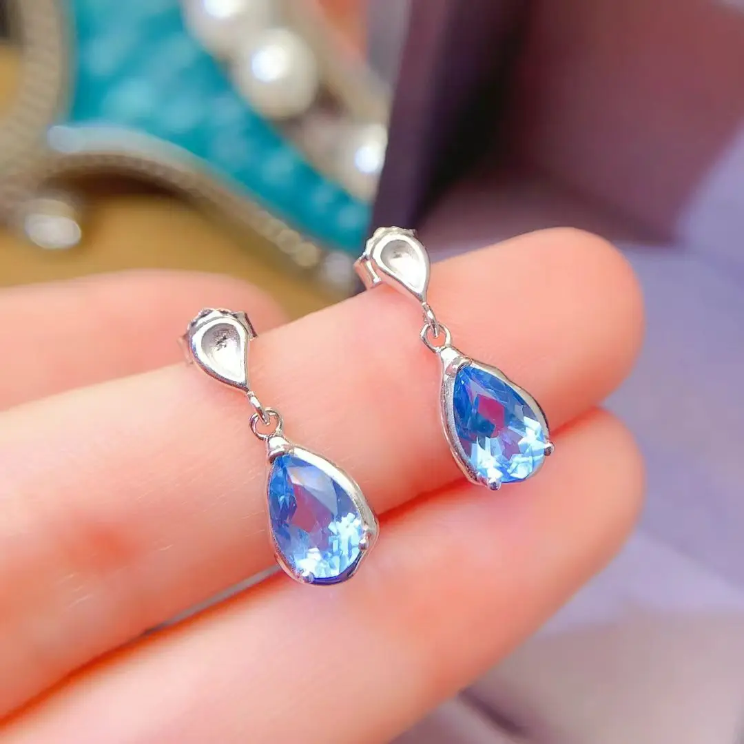 

925 Silver Earrings Natural Topaz Jewelry Allergy Free Gold Plated Sterling Silver Topaz Earrings Gift for Women