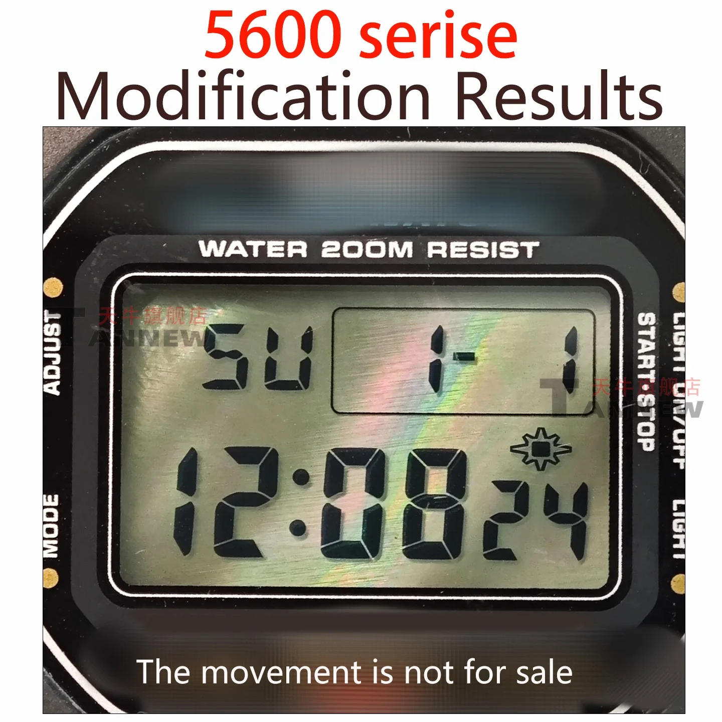 Mother-of-Pearl LCD Display Mod For 5600 5610 F-91W AE1200 etc,, Digital Watch Screen Film (No Movement) image 3