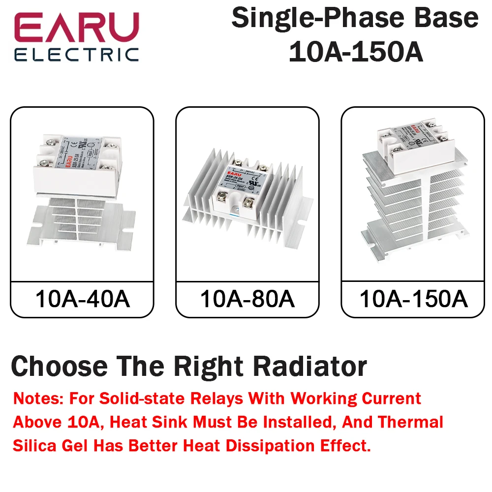 1Pcs 10A-200A New Single Phase Three Phase Solid State Relay Module Heat Sink SSR DA AA DD Aluminum Fins Radiator Din Rail Mount