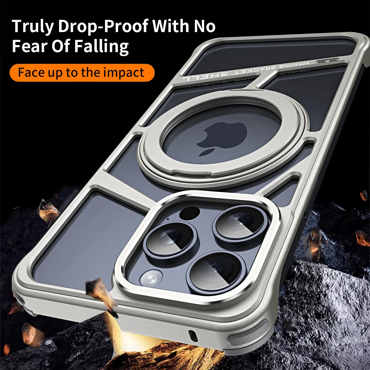 For iphone 16 15 14 Pro Max Case Metal Magnetic 360 rotating bracket ultra-thin aluminum alloy heat dissipation protection cover