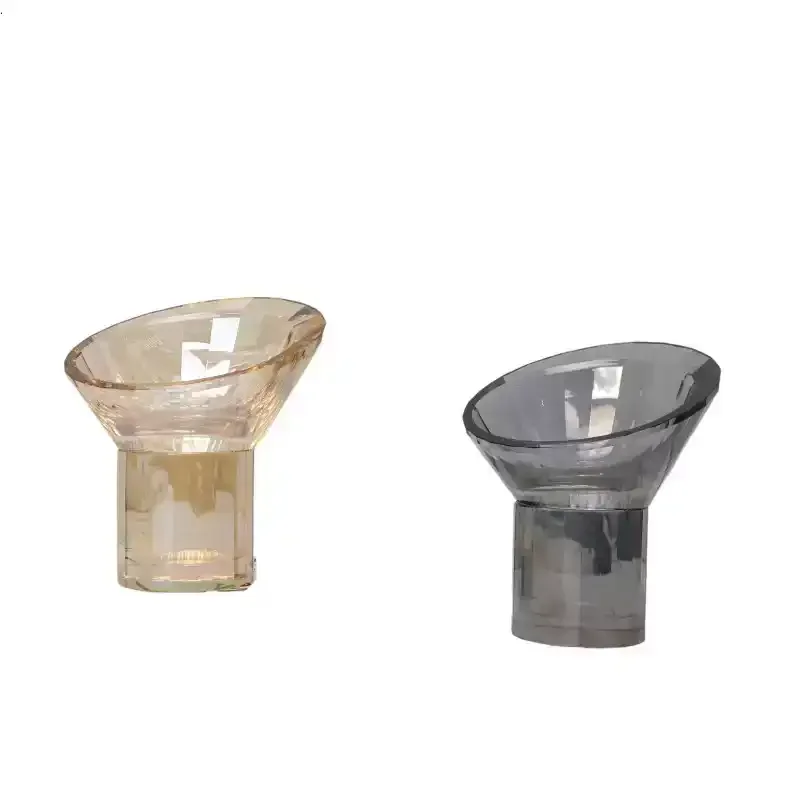 Simple and Creative Diagonal Horn Crystal Transparent Vase Living Room Desktop Decoration Ornament 15*14*18cm