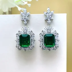 2026 Aesthetic Flower Dangle Earrings with Green Cubic Zircon Bling  Hanging  for Women Gorgeous Wedding Jewelry