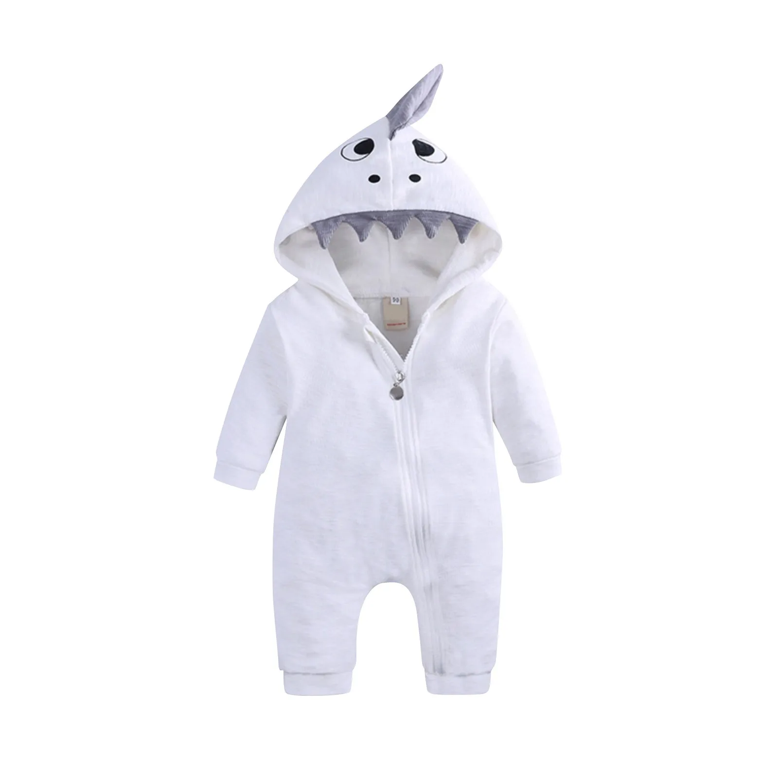 Baby Boy Girl Shark Hoodies Jumpsuit Clothes Infant Onesies Bodysuit Toddler Long Sleeve Romper Solid Shark Playsuits Costume