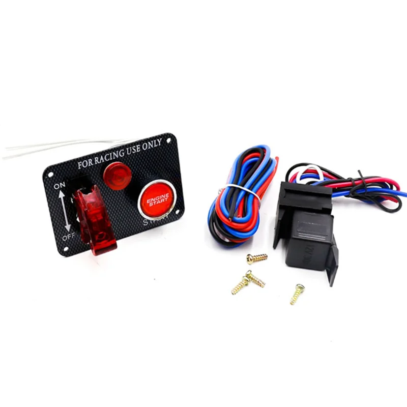

A02Q-LED 12V Ignition Switch Panel Push Button Toggle Switch For Racing Car Engine Start Carbon Fiber Car Replacement