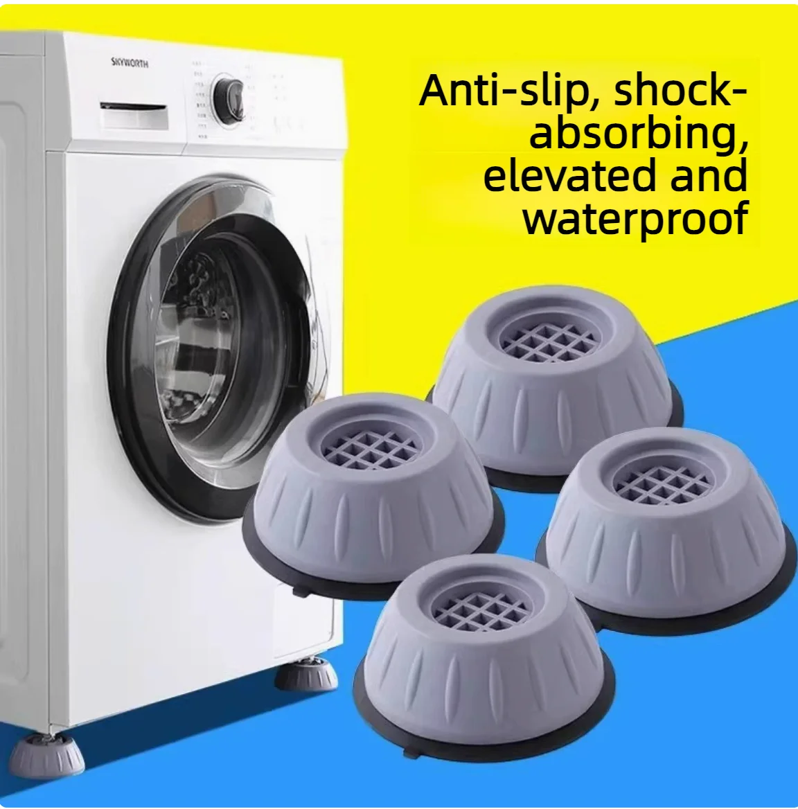 4 Pack of Shockproof Washing Machine Pads - Anti-slip, shock-absorbing and noise-reducing pads for washing machine and dryer sup