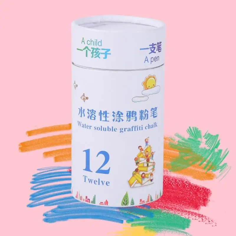 12Pcs Washable Sidewalk Chalk Dustless Chalk with Chalk Holder for Writing Dropship